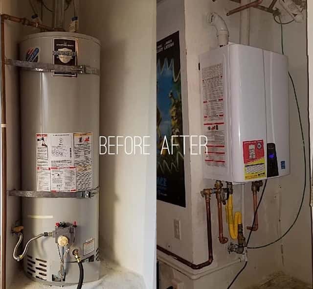 Dual tankless water heaters installed in Simi Valley home.